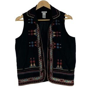Graff by Um black southwest style embroidered black vest wms sz small